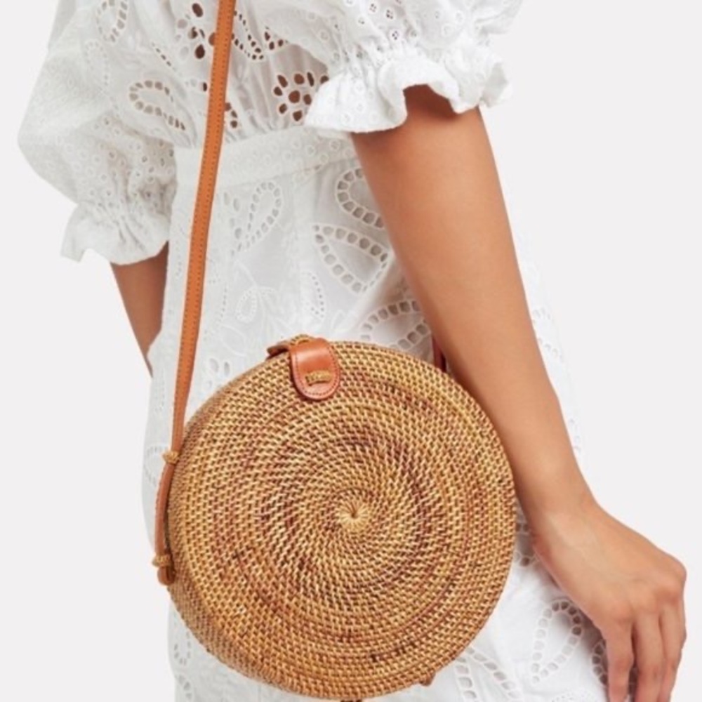 FAITHFULL THE BRAND Rattan Cross Body Bag Straw Circle Cross Body Bag